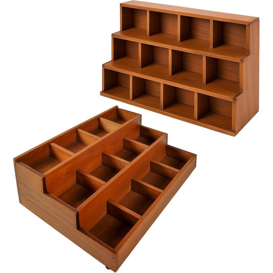 3-Tier Wooden Display Riser Shelf – Stackable Desktop Organizer for Collectibles, Plants, Candles, Perfume & Decor