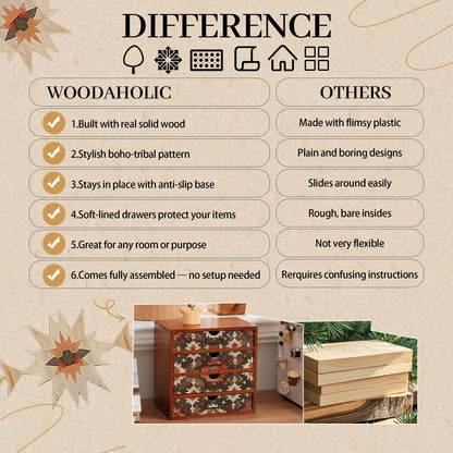 Boho Green Wooden Desk Organizer