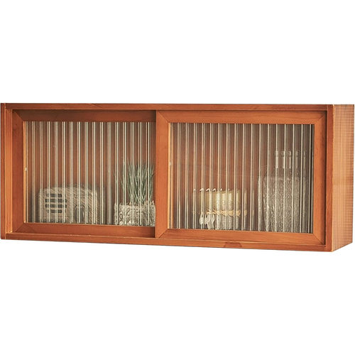 Mahogany Sliding Glass Door Cabinet – Stackable Wooden Display & Storage Organizer for Kitchen, Coffee Station, Desk & Home Decor