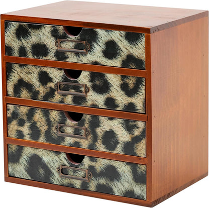 classic Leopard Print Wooden Desk Organizer 