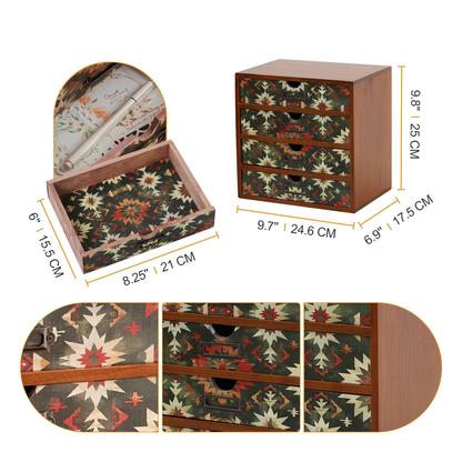 Boho Green Wooden Desk Organizer